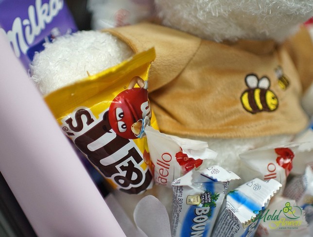 Candy Bouquet with Bounty, Milka, Raffaello, M&M’s, and Teddy Bear (made to order, one day) photo